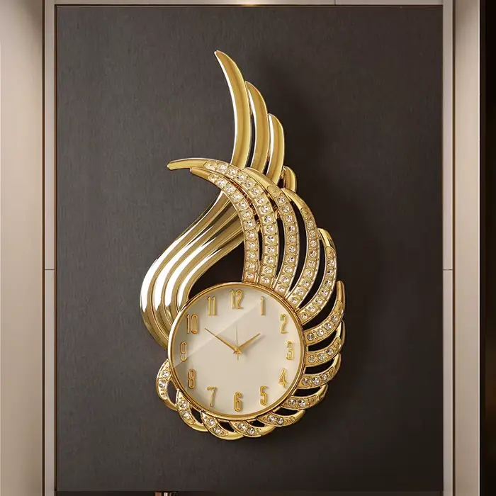 Horloge murale dorée pour chambre à coucher, art esthétique, horloge murale moderne de luxe, horloge murale silencieuse pour bureau, mécanisme silencieux, accessoires de décoration intérieure