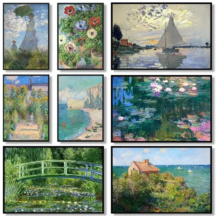 Affiches et impressions sur toile de paysages de jardin classiques avec nénuphars de Claude Monet