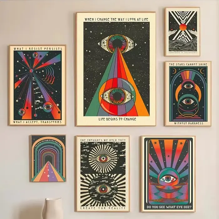 Peinture sur toile rétro bohème psychédélique des années 70