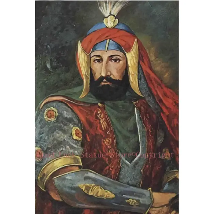 Peinture à l'huile peinte à la main sur toile, portrait de Murad IV, 17e coupe, tan des bitions oman