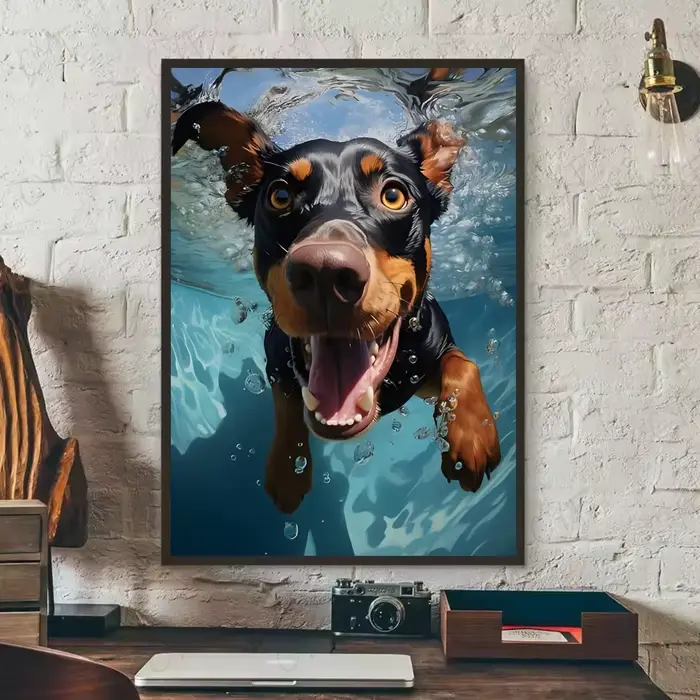 Affiche de chien Doberman noir à la mode moderne