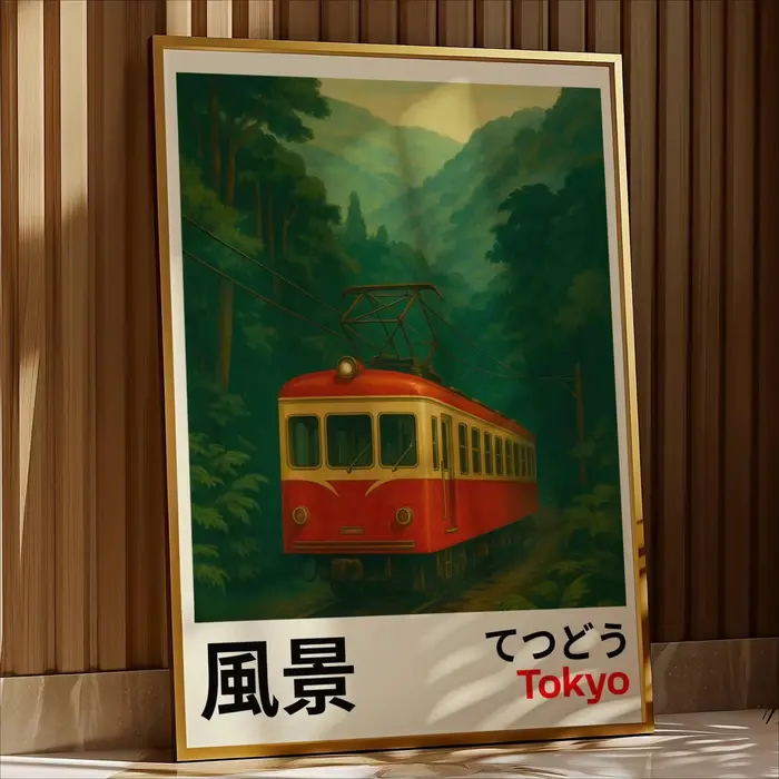 Affiche murale imprimée sur toile de paysage japonais Vintage
