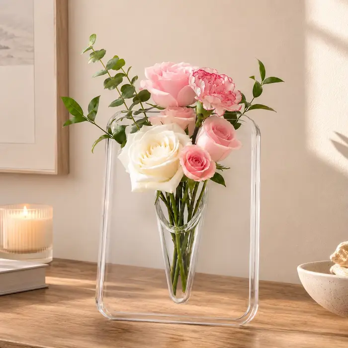 Vase à fleurs en acrylique transparent - Vases d'art moderne pour la décoration de la maison