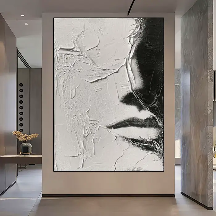 Toile d'art abstrait noir et blanc pour visage féminin, peinture minimaliste, affiches esthétiques imprimées, décoration de salon moderne pour la maison