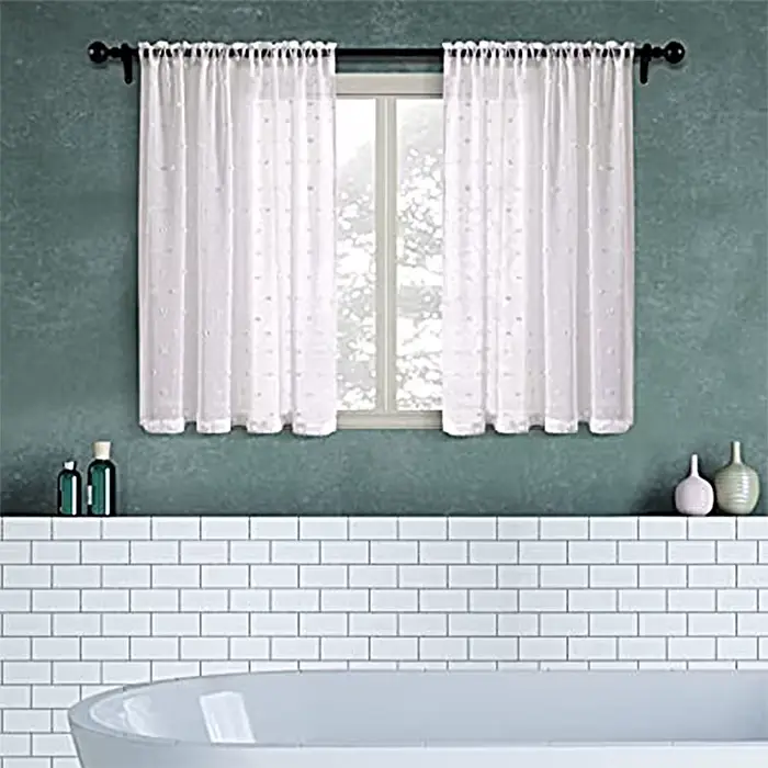 Rideaux courts blancs de style mignon pour salon, chambre, fenêtre, cuisine, salle de bain, camping-