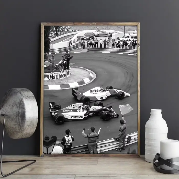 Peinture sur toile Vintage Monaco Grand Prix formule 1, affiche imprimée F1 noir et blanc pour salon