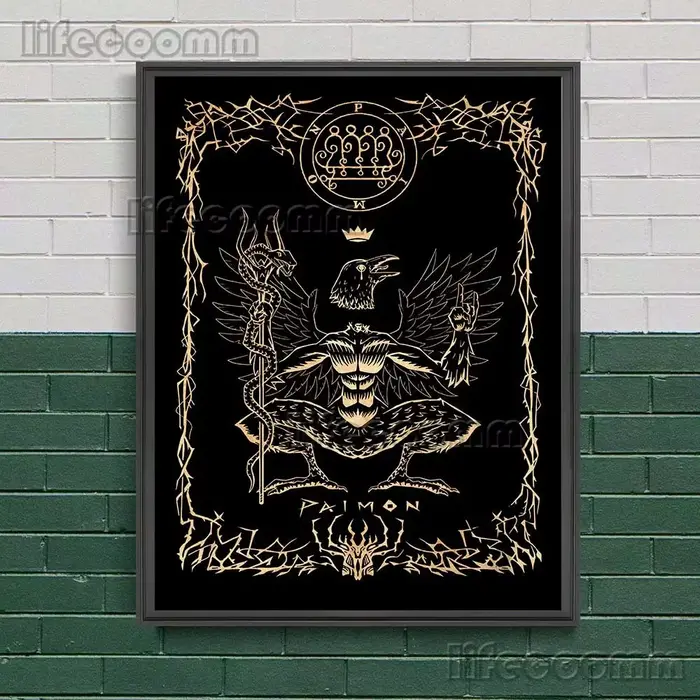 Asmod192.- Affiche sur toile décorative Astaroth Baphomet Beelzebub Paimon SAFArt, peinture d'art ré