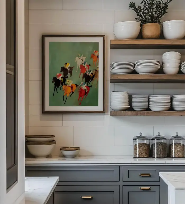 Art mural imprimable sur le thème des courses de chevaux vintage | Décoration d'intérieur équestre moderne | Téléchargement numérique Colorful Jockeys | Impression d'art éclatante