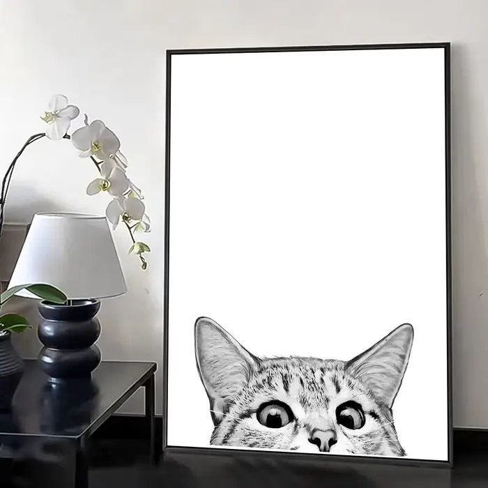 Peinture d'animaux chat chien mignon, toile de calligraphie, décor artistique mural de maison, affic