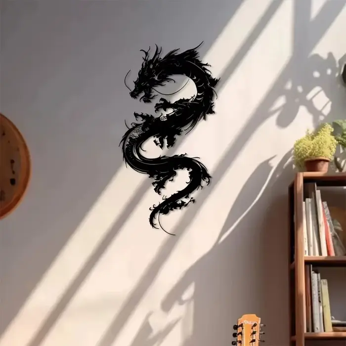 Art mural en métal Dragon Oriental, grande sculpture en fer pour la décoration de jardin extérieur, 