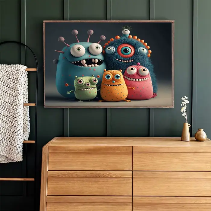Affiche d'art mural de poisson de dessin animé animal drôle sans cadre