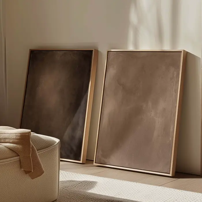 Ensemble d'art mural sur toile Wabi Sabi marron foncé