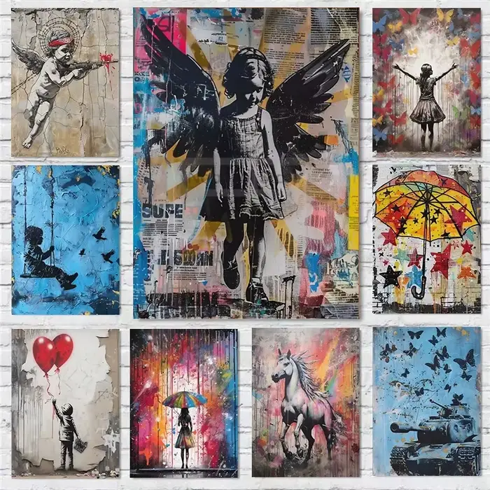 Banksy – affiche de Graffiti colorée abstraite