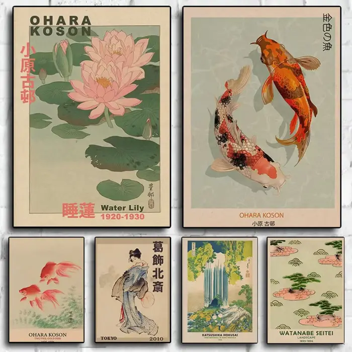 Hokusai Ohara Koson affiche d'art japonais Vintage chambre d'amis maison Bar café décoration