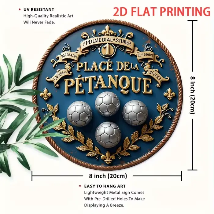 Décor de jeu de boules françaises Vintage 2D plat