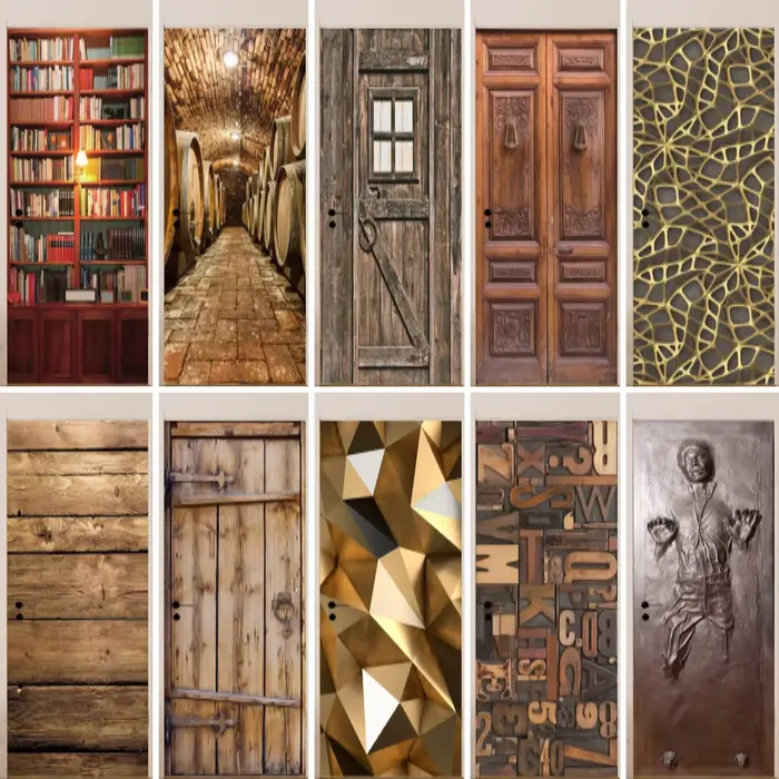 Autocollant de porte imitation bois