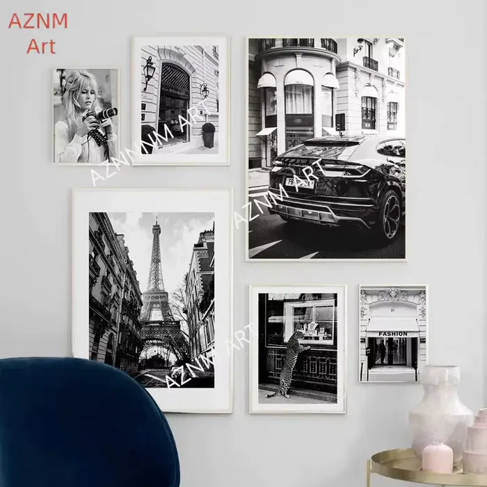 Affiches noires et blanches à la mode