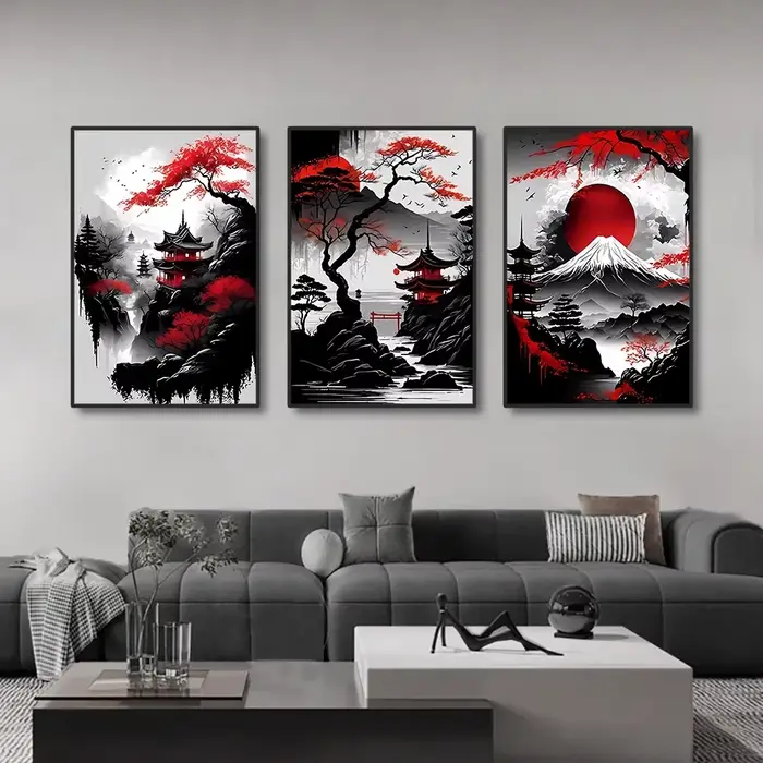 Affiche d'art mural de paysage naturel de Style japonais Vintage