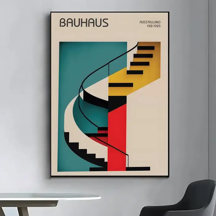 Affiche Bauhaus abstraite orange sans cadre