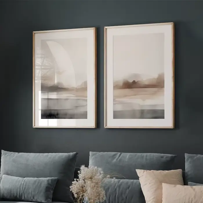 Affiche minimaliste de paysage neutre aquarelle scandinave