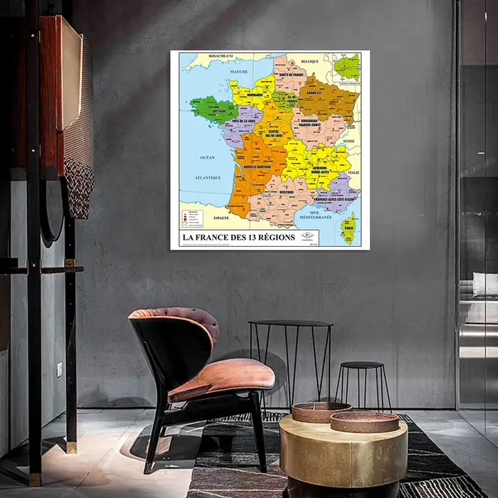 Affiche murale et imprimés de carte de la France en français