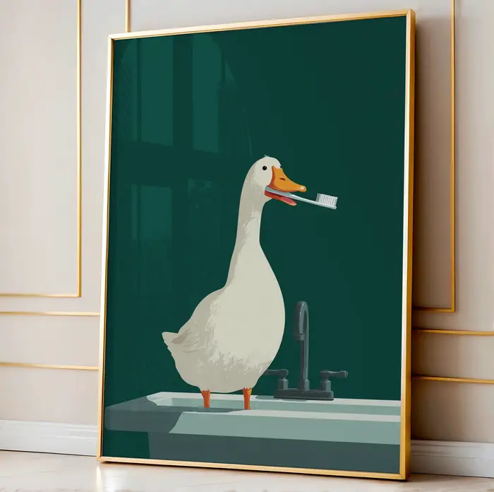 Affiches d'art en forme d'oie de dessin animé mignon