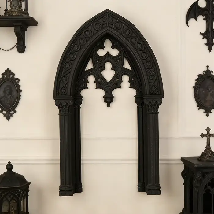 Cadre décoratif mural en arche double colonne de style gothique transfrontalier pour décoration murale d'intérieur