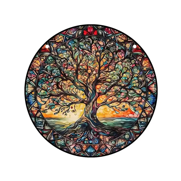 Décoration murale en acrylique peinte à la main | Décoration de porche ronde pour les fêtes, panne