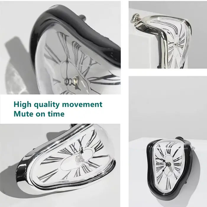 Horloge de fusion torsadée en argent Vintage