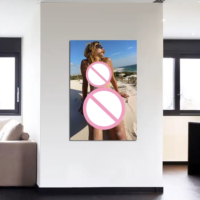 Peinture sur toile d'une belle femme prenant le bain au soleil, affiche et impression d'art, accessoires de décoration de chambre