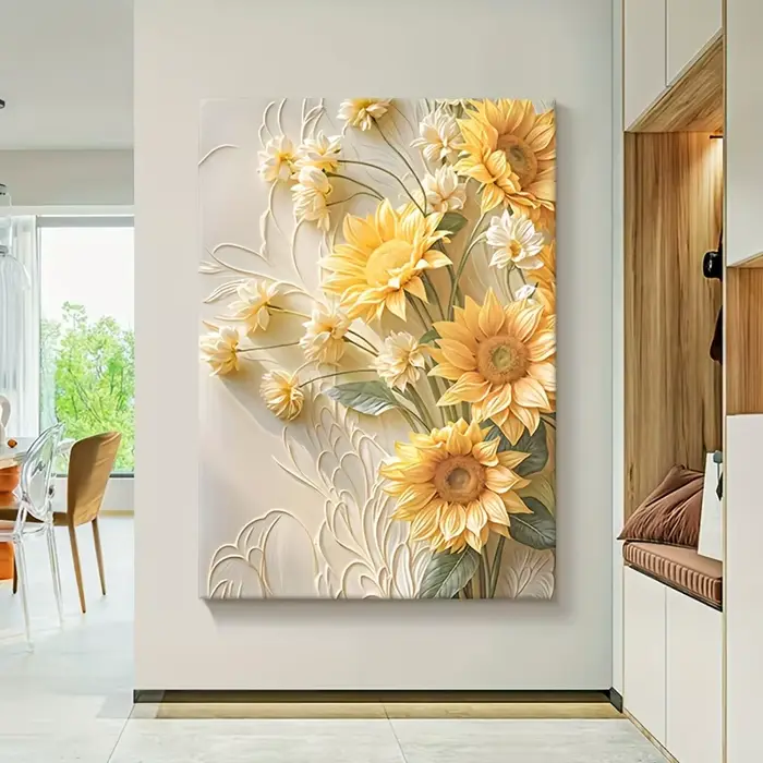 Peinture décorative moderne de tournesol jaune