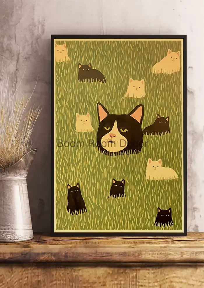 Affiche en papier chat amoureux amusant et mignon