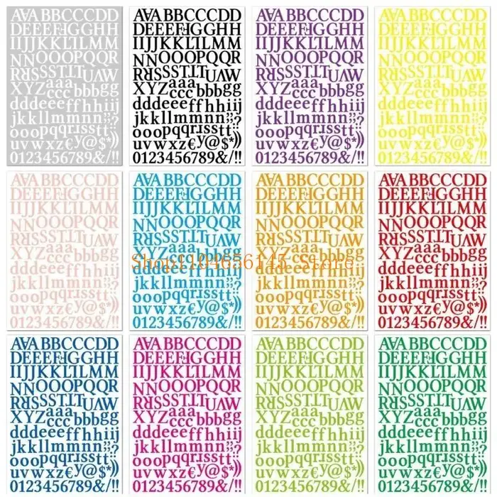 5ASD 12 feuilles lettres multicolaires Autocollant pour le scrapbooking Decors Letter Sticker