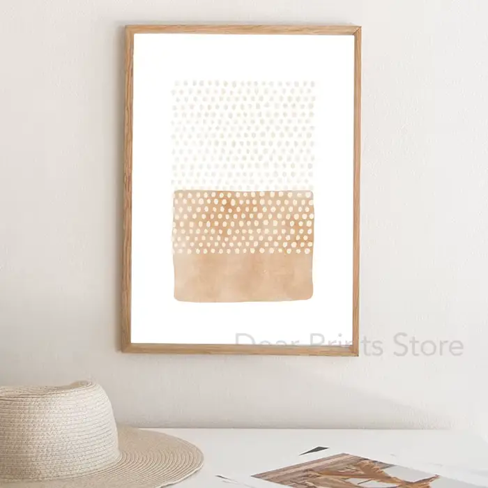 Peinture abstraite d'aquarelle à points noirs et blancs, affiche sur toile moderne et minimaliste pour chambre à coucher, image murale, décor artistique pour salon