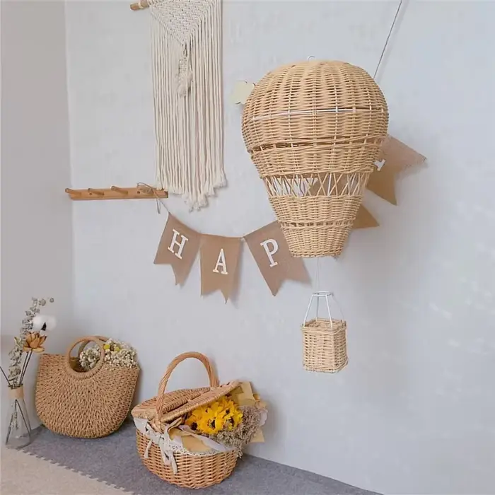 Décor de ballon à Air chaud en rotin tissé à la main