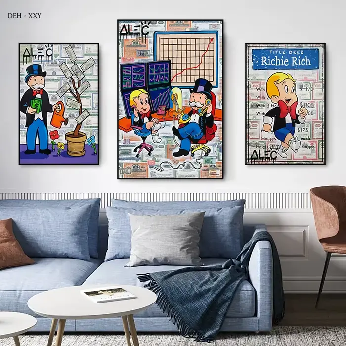 Alec monopole et Richie toile peinture Rich Man Dollars affiches Graffiti rue mur Art photo pour la maison chambre décor sans cadre