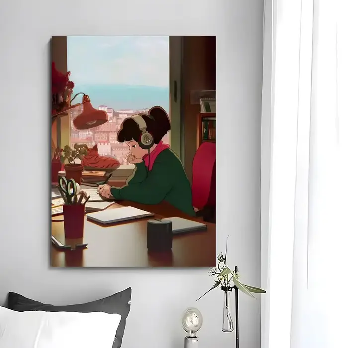 Poster d'art mural imprimé de l'anime Lofi Girl Spain Edition