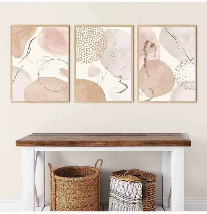 Affiche abstraite bohème géométrique Beige