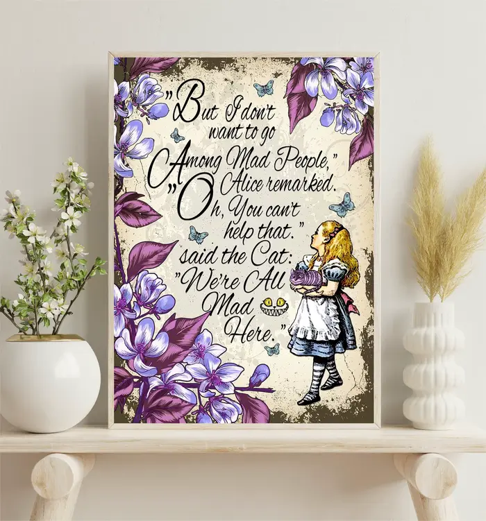 Affiche de princesse de dessin animé rétro Alice au pays des merveilles