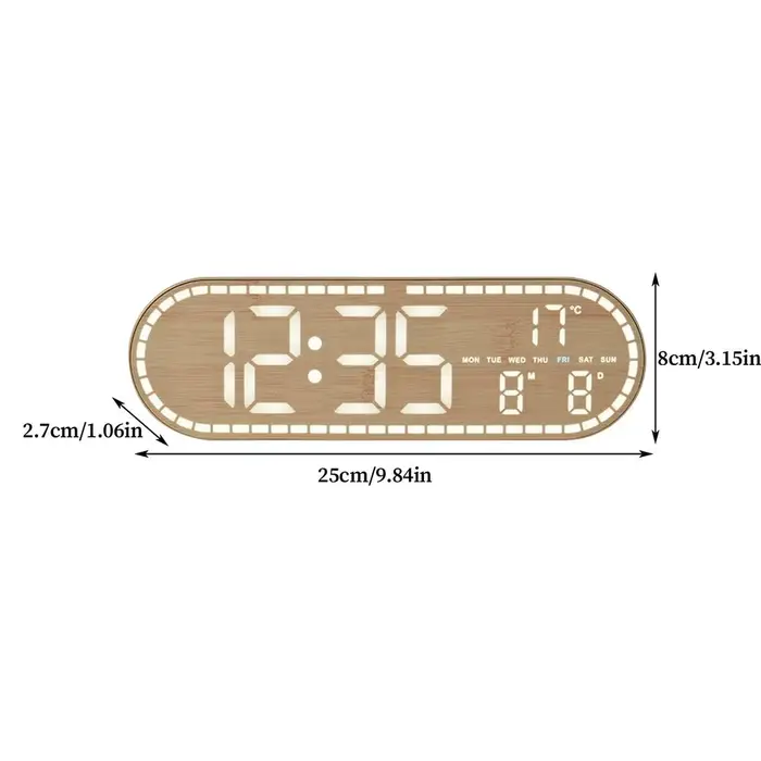 Horloge murale numérique avec affichage de la température et de la date, réveil numérique pour salon