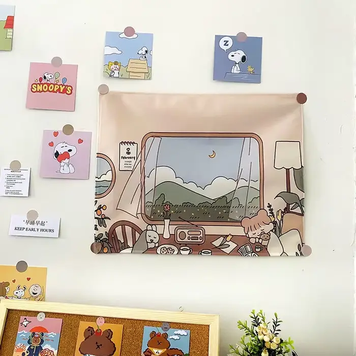 Tapisserie murale en tissu Kawaii