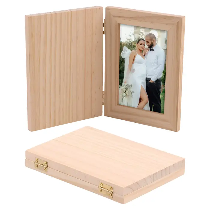 Cadre Photo en bois massif, 2 pièces, cadre Photo sûr, affichage de photos de bébé pratique pour la maison, bureau, Photo de mariage