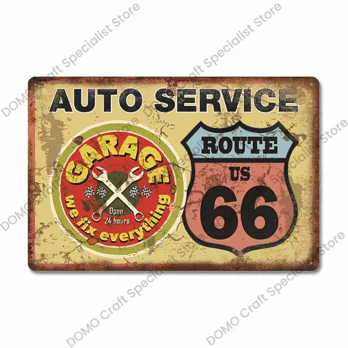 Affiche en métal pour Garage de papa, 20x30cm, Vintage, Route 66, voiture, fer blanc, Plaque rétro, 