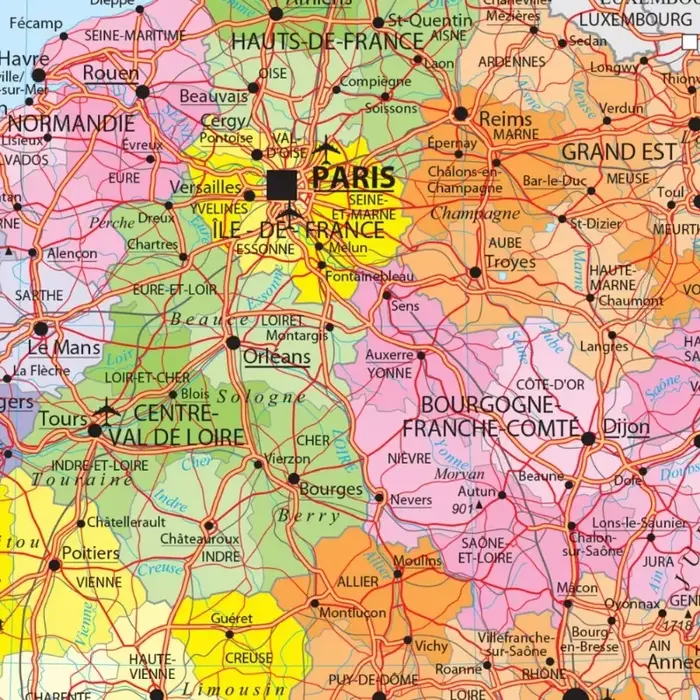 Affiche de carte de la circulation de la langue française de France