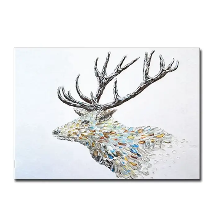 Peinture à l'huile de cerf de tuyau d'art d'animal peint à la main