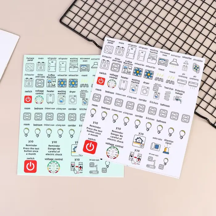 Offre Spéciale – Lot de 2/5 feuilles d'autocollants décoratifs étanches pour panneaux de disjoncteurs électriques (version anglaise)