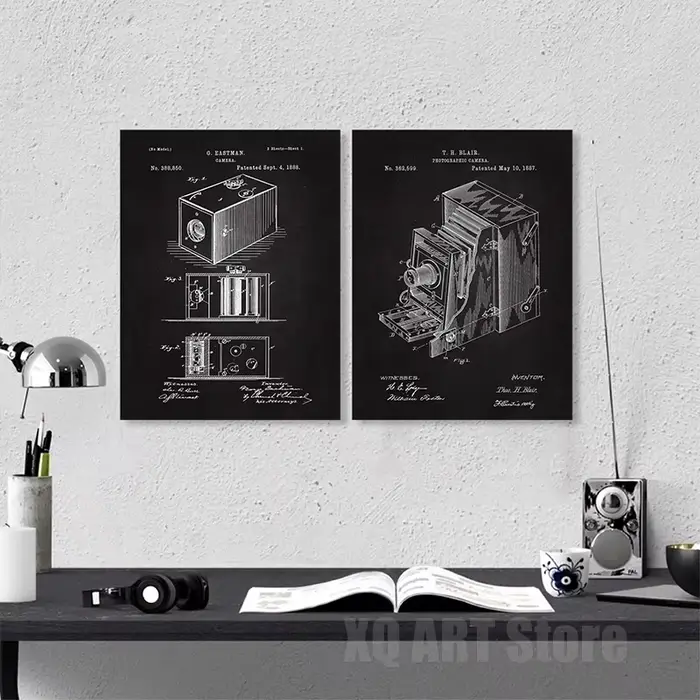 Affiches de plans de photographie de brevet moderne