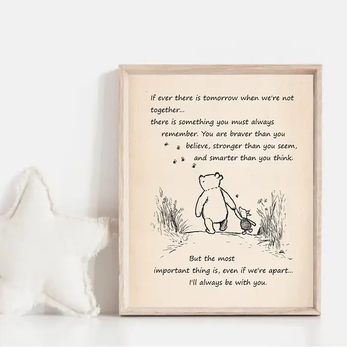 Affiche imprimée décor de pépinière si jamais il y a demain dessin animé Art toile peinture pour chambre d'enfants Winnie l'ourson citation Vintage