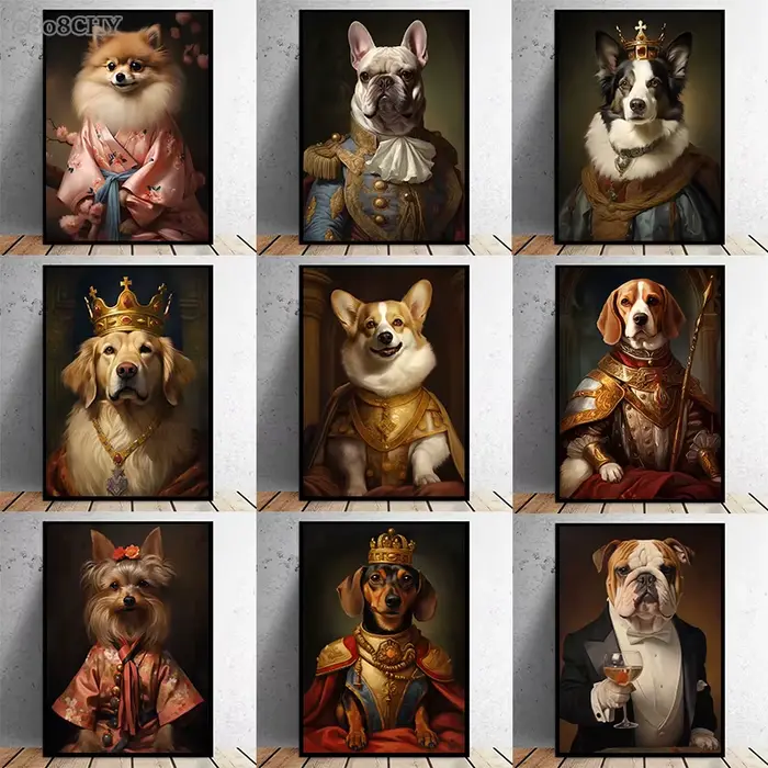 Peinture sur toile d'art de portrait de chien d'animal