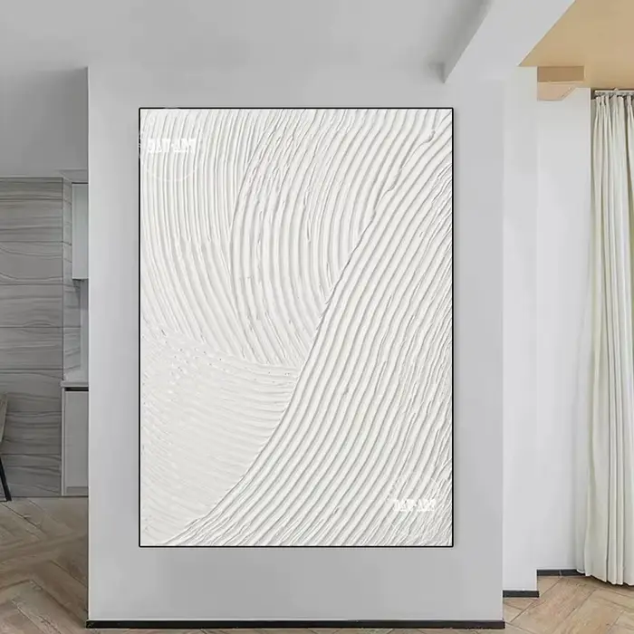 Peinture sur toile abstraite de ligne blanche